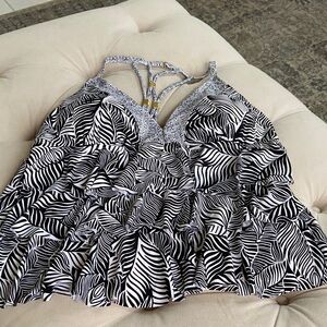 Black and White print Tankini Top